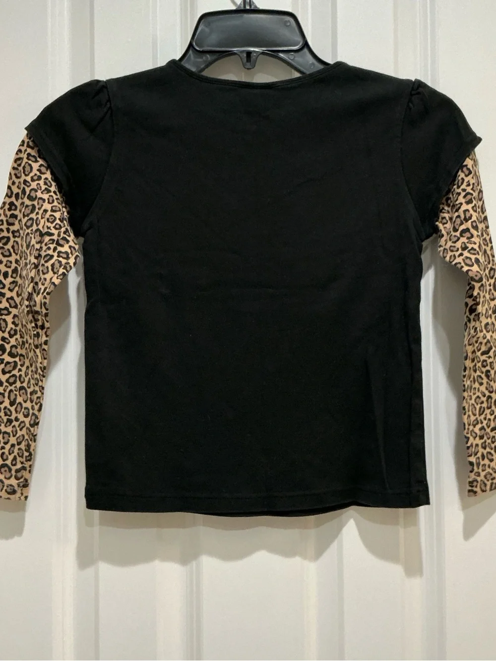 Gymboree Black Long-Sleeve Tee with Leopard Print Sleeves